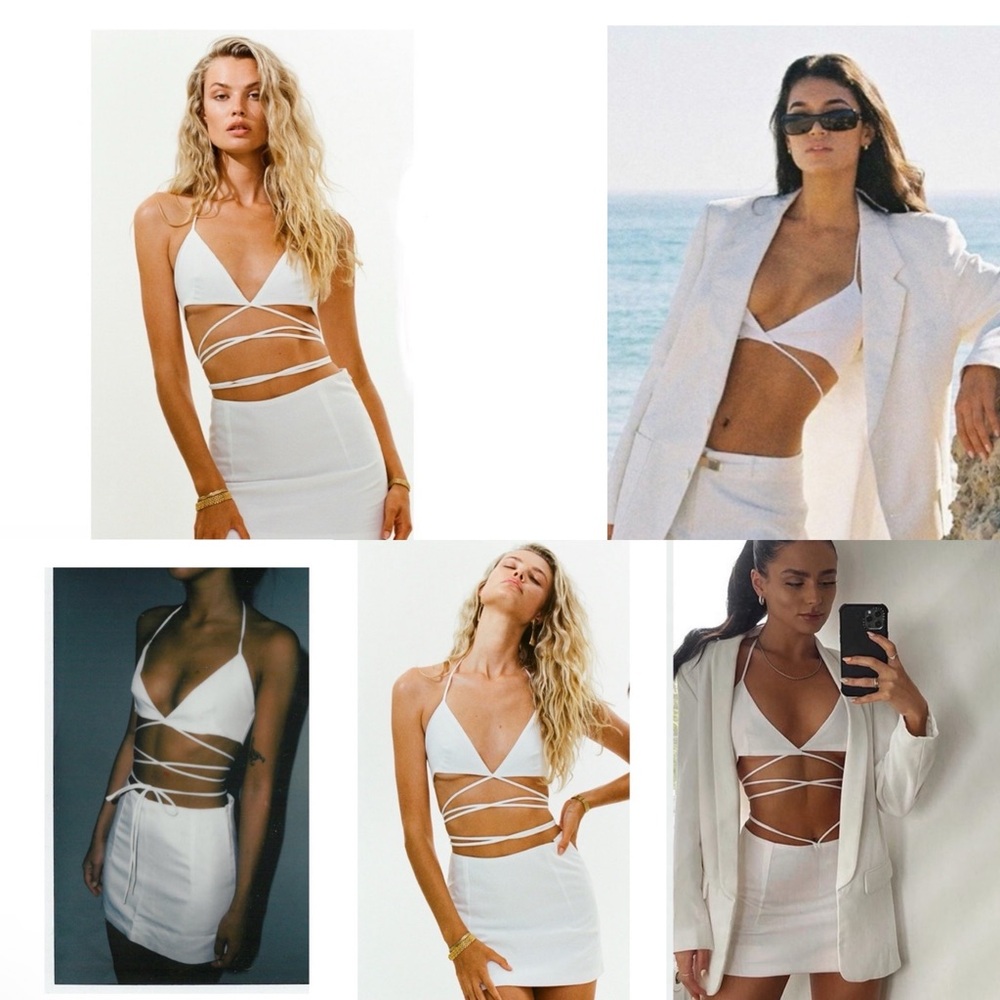 NWT Bamba Skirt & Tie Tank Top Set Cropped Sz M